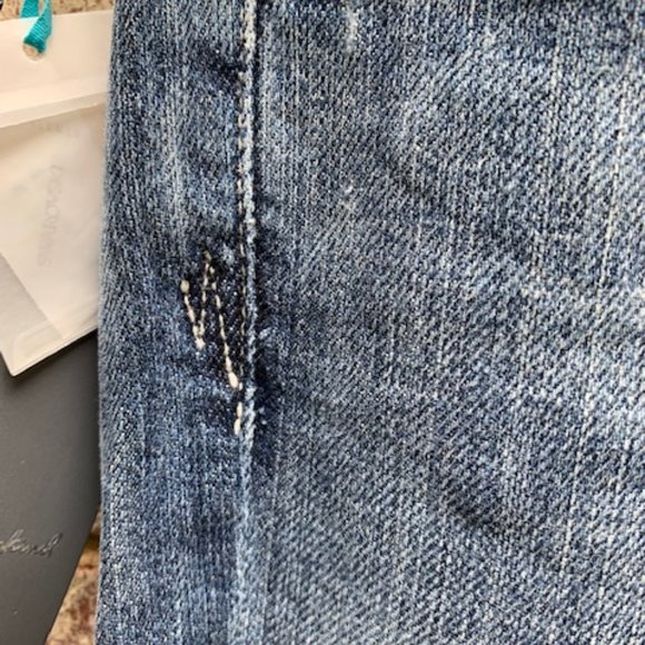 7FAM Flynt Boot Cut Mid-Rise Jeans - 30, rhinestone pockets - Picture 3 of 8